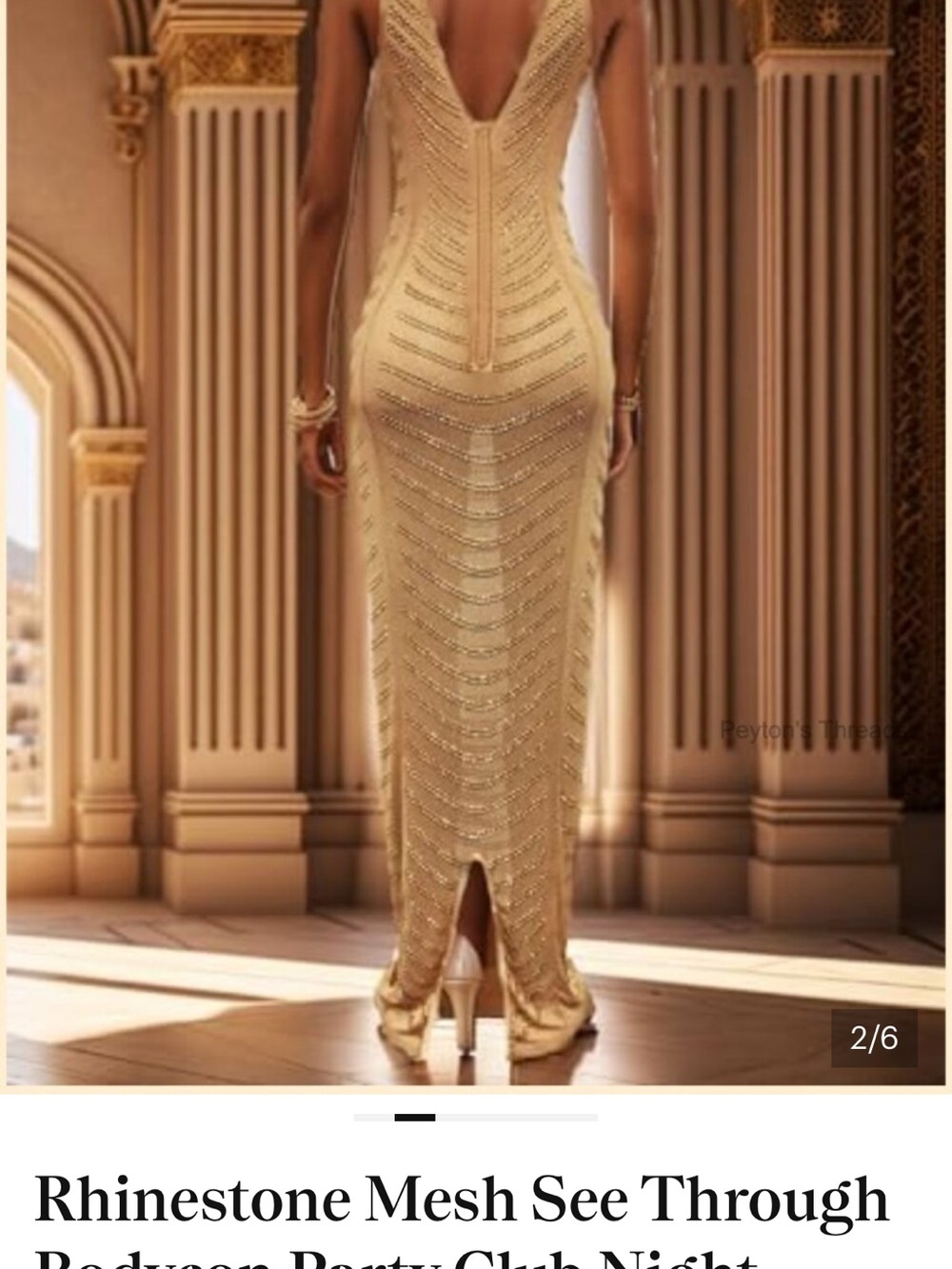 Gold Rhinestone Mesh Maxi Skirt - Picture 4 of 5